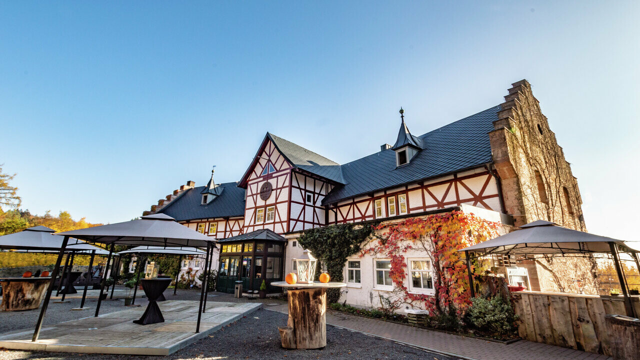 Château historique en Allemagne, avec couverture PREFA en forme de losanges