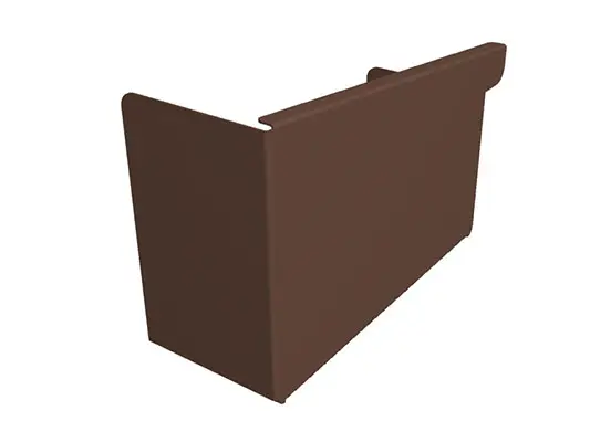 Fond de gouttière carrée PREFA 500 en brun – accessoires en aluminium haut de gamme pour gouttières, montage à gauche ou à droite au choix pour un écoulement sûr des eaux de pluie