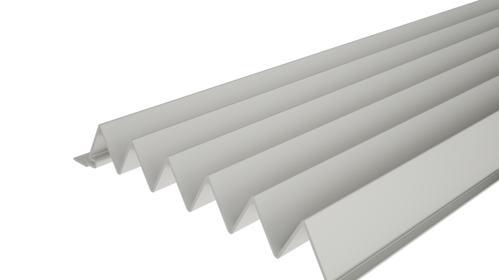 Profilé extrudé triangle 29/33 de PREFA avec surface triangulaire, pour la conception de façades ou l'habillage de balcons.