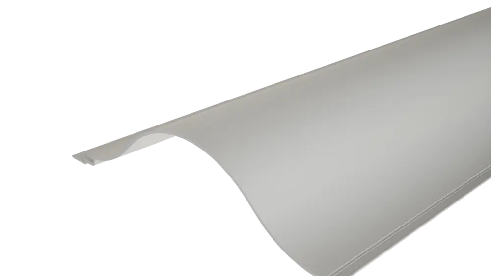 Profilé extrudé sinus 44/200 de PREFA avec surface ondulée, pour la conception de façades ou l'habillage de balcons.